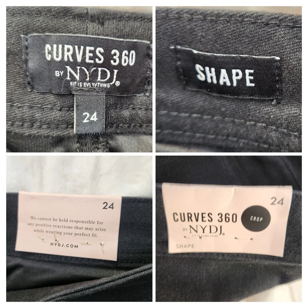 NEW NYDJ Curves 360‎ Shape Crop Kick Flare Jeans Black Size 24 Stretch Denim NWT